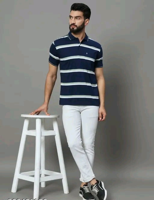 Men's Polo Collar Striper Tshirt