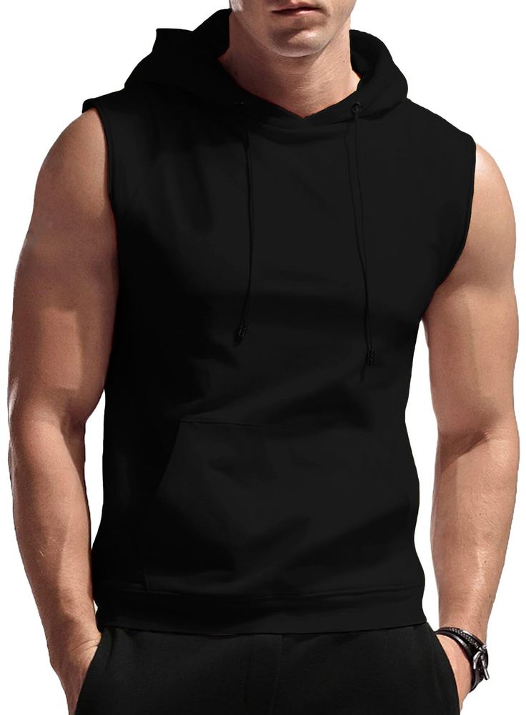 "GOOD VIBES OVERFLOW" Men's Sleeveless Gym Hoodie
