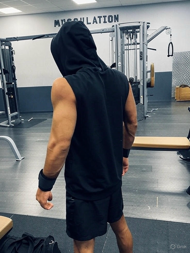 "GOOD VIBES OVERFLOW" Men's Sleeveless Gym Hoodie