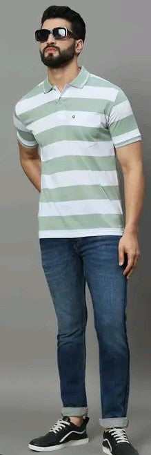 Men's Polo Collar Striper Tshirt
