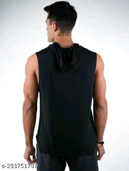 "GOOD VIBES OVERFLOW" Men's Sleeveless Gym Hoodie