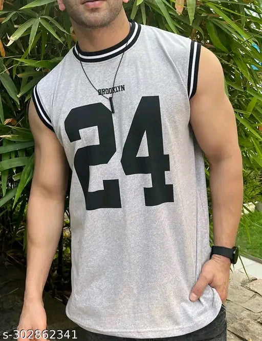 Boston Sleevless Round Neck Cotton Blend T-shirt for Men's