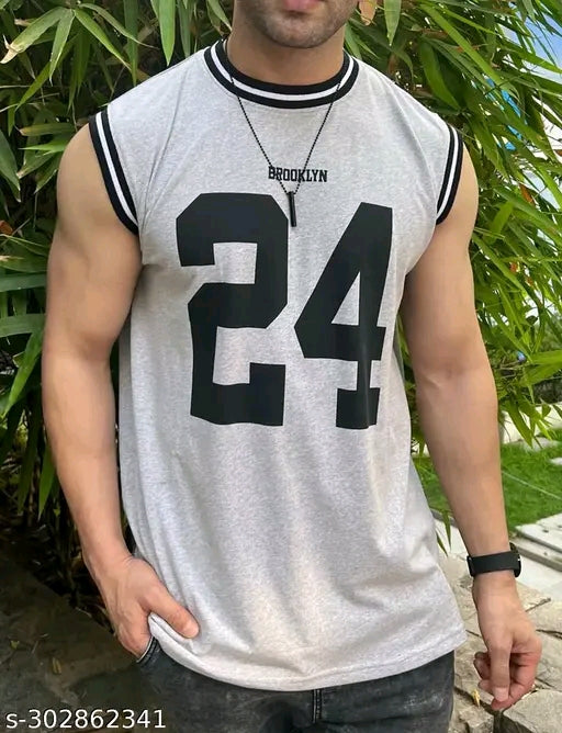 Boston Sleevless Round Neck Cotton Blend T-shirt for Men's