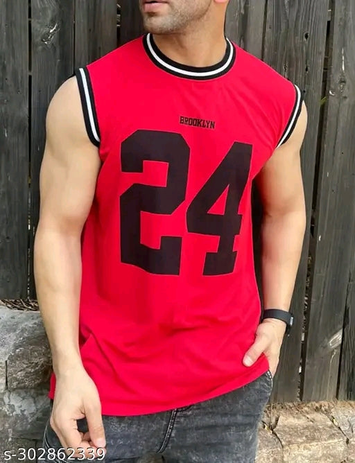 Boston Sleevless Round Neck Cotton Blend T-shirt for Men's