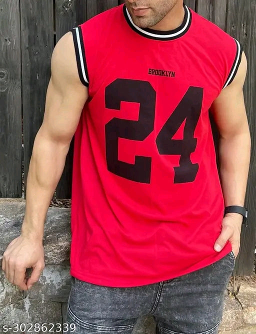 Boston Sleevless Round Neck Cotton Blend T-shirt for Men's